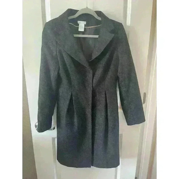 Vintage Worthington Dress Coat Wool Black Gold shimmer Size 6 Pea Coat Classic - Picture 1 of 6